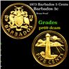 Proof 1973 Barbados 5 Cents Grades GEM++ Proof Deep Cameo