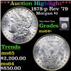 Image 1 : 1878-p Rev '79 Morgan Dollar $1 Graded ms64+ BY SEGS
