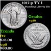 Image 1 : 1917-p TY I Standing Liberty Quarter 25c Grades vg+
