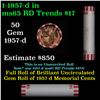 Image 1 : Shotgun Lincoln 1c roll, 1957-d 50 pcs Bank Wrapper.