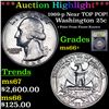 ***Auction Highlight*** 1969-p Washington Quarter Near TOP POP! 25c Graded GEM++ Unc BY USCG (fc)