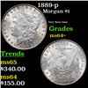 1889-p Morgan Dollar $1 Grades Choice+ Unc