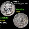 Image 1 : 1938-s Washington Quarter 25c Grades vf++