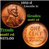 Proof 1951 Lincoln Cent 1c Grades Gem++ Proof Red