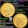 ***Auction Highlight*** 1858-o Gold Liberty Double Eagle $20 Graded ms62 details By SEGS (fc)