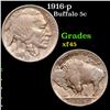 1916-p Buffalo Nickel 5c Grades xf+