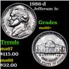 1986-d Jefferson Nickel 5c Grades GEM++ Unc