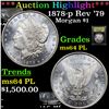 Image 1 : 1878-p Rev '79 Morgan Dollar $1 Graded Choice Unc PL BY USCG