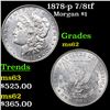 Image 1 : 1878-p 7/8tf Morgan Dollar $1 Grades Select Unc