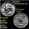 Image 1 : 1954-d Washington Quarter 25c Grades GEM+ Unc