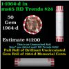 Image 1 : Shotgun Lincoln 1c roll, 1964-d 50 pcs Bank Wrapper.