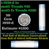 Image 1 : Bank Style Shotgun Uncirculated Jefferson 5c roll, 1959-p 40 pcs