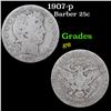 Image 1 : 1907-p Barber Quarter 25c Grades g+