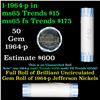 Image 1 : Bank Style Shotgun Uncirculated Jefferson 5c roll, 1964-p 40 pcs