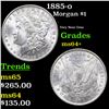Image 1 : 1885-o Morgan Dollar $1 Grades Choice+ Unc