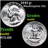 1941-p Washington Quarter 25c Grades GEM+ Unc