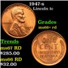 1947-d Lincoln Cent 1c Grades GEM++ RD
