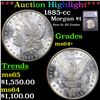 ***Auction Highlight*** 1885-cc Morgan Dollar $1 Graded ms64+ By SEGS (fc)