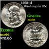 1951-d Washington Quarter 25c Grades GEM+ Unc