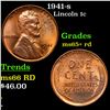 1941-s Lincoln Cent 1c Grades Gem+ Unc RD