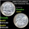 1892 Columbian Old Commem Half Dollar 50c Grades Choice+ Unc