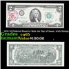1976 $2 Federal Reserve Note 1st Day of Issue, with Stamp Grades Gem CU