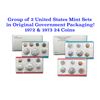 Group of 2 United States Mint Proof Sets 1972-1973 In Original Government Packaging 11 coins