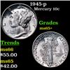 1945-p Mercury Dime 10c Grades GEM+ Unc
