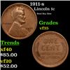 1911-s Lincoln Cent 1c Grades vf++
