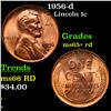 1956-d Lincoln Cent 1c Grades Gem+ Unc RD