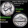 Image 1 : 1986-d Jefferson Nickel Mint Error 5c Grades GEM++ Unc