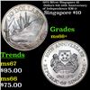 1975 Silver Singapore 10 Dollars $10 10th Anniversary of Independence KM-11 Grades GEM++ Unc