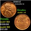 1944-d Lincoln Cent 1c Grades GEM++ RD