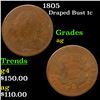 1805 Draped Bust Large Cent 1c Grades ag
