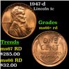 1947-d Lincoln Cent 1c Grades GEM++ RD