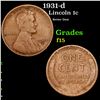 1931-d Lincoln Cent 1c Grades f+