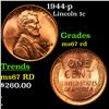 1944-p Lincoln Cent 1c Grades GEM++ Unc RD