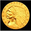 Image 2 : ***Auction Highlight*** 1910-p Gold Indian Quarter Eagle $2 1/2 Graded Select Unc BY USCG (fc)