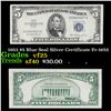 1953 $5 Blue Seal Silver Certificate Fr-1655 Grades vf+