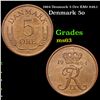 1964 Denmark 5 Ore KM# 848.1 Grades Select Unc