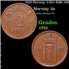 1952 Norway 2 Ore KM# 399 Grades vf++