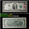 Image 1 : 1976 $2 Federal Reserve Note 1st Day of Issue, with Stamp Grades Gem CU