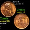 1941-s Lincoln Cent 1c Grades Gem+ Unc RD