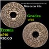 1921-1926 Morocco 25 Centimes Y# 34.3, Py Grades vf+