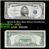1953A $5 Blue Seal Silver Certificate Grades vf+