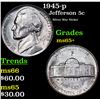 1945-p Jefferson Nickel 5c Grades GEM+ Unc