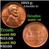 1953-p Lincoln Cent 1c Grades Gem+ Unc RD