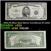 1953 $5 Blue Seal Silver Certificate Fr-1655 Grades vf+