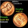 1954-s Lincoln Cent 1c Grades GEM++ Unc RD