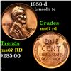 1958-d Lincoln Cent 1c Grades GEM++ Unc RD